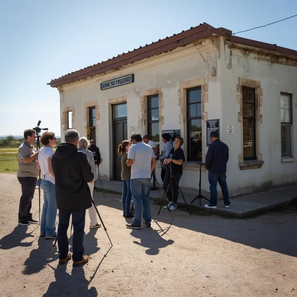 Equipo documentando una estación histórica