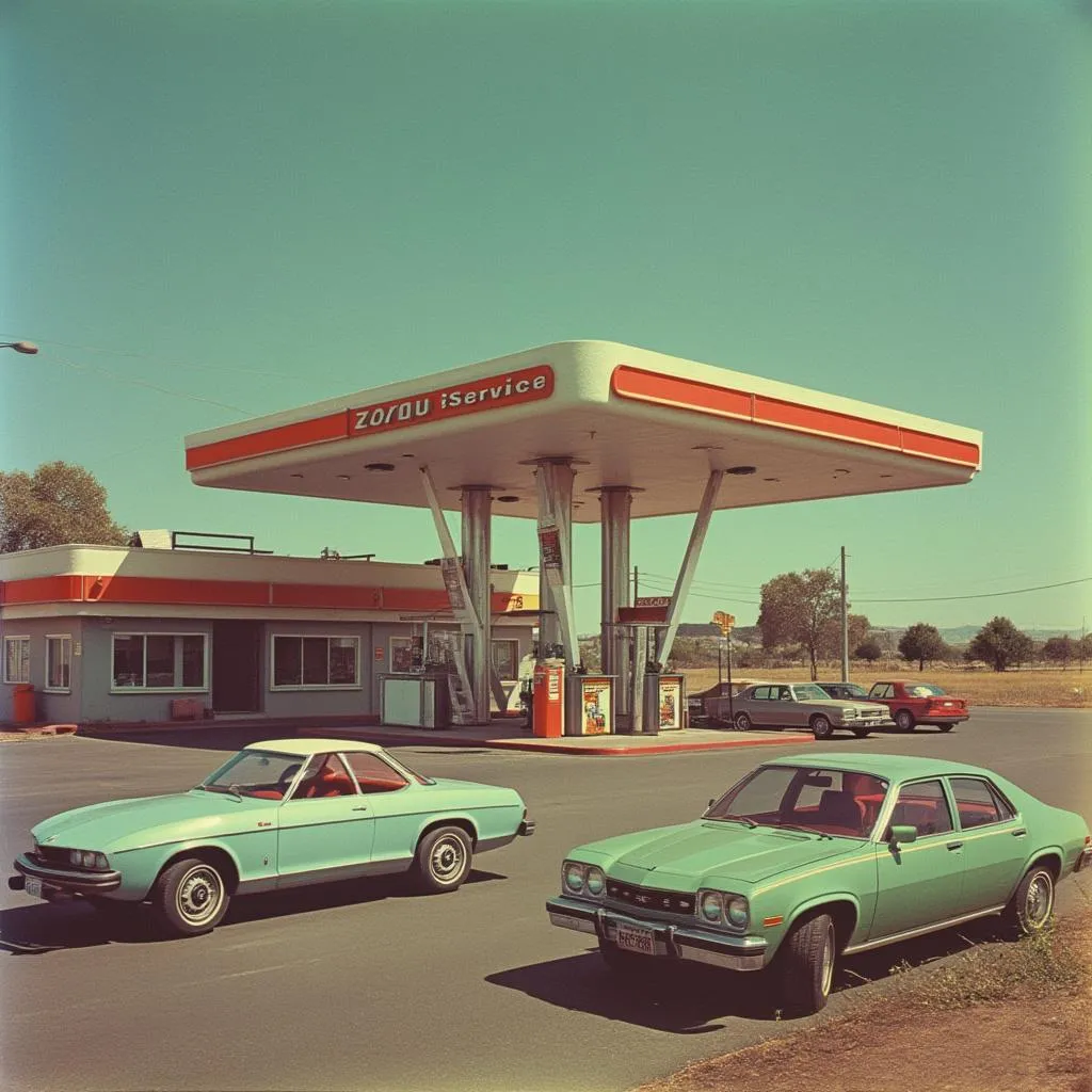 Estación de servicio modernizada de los 70s