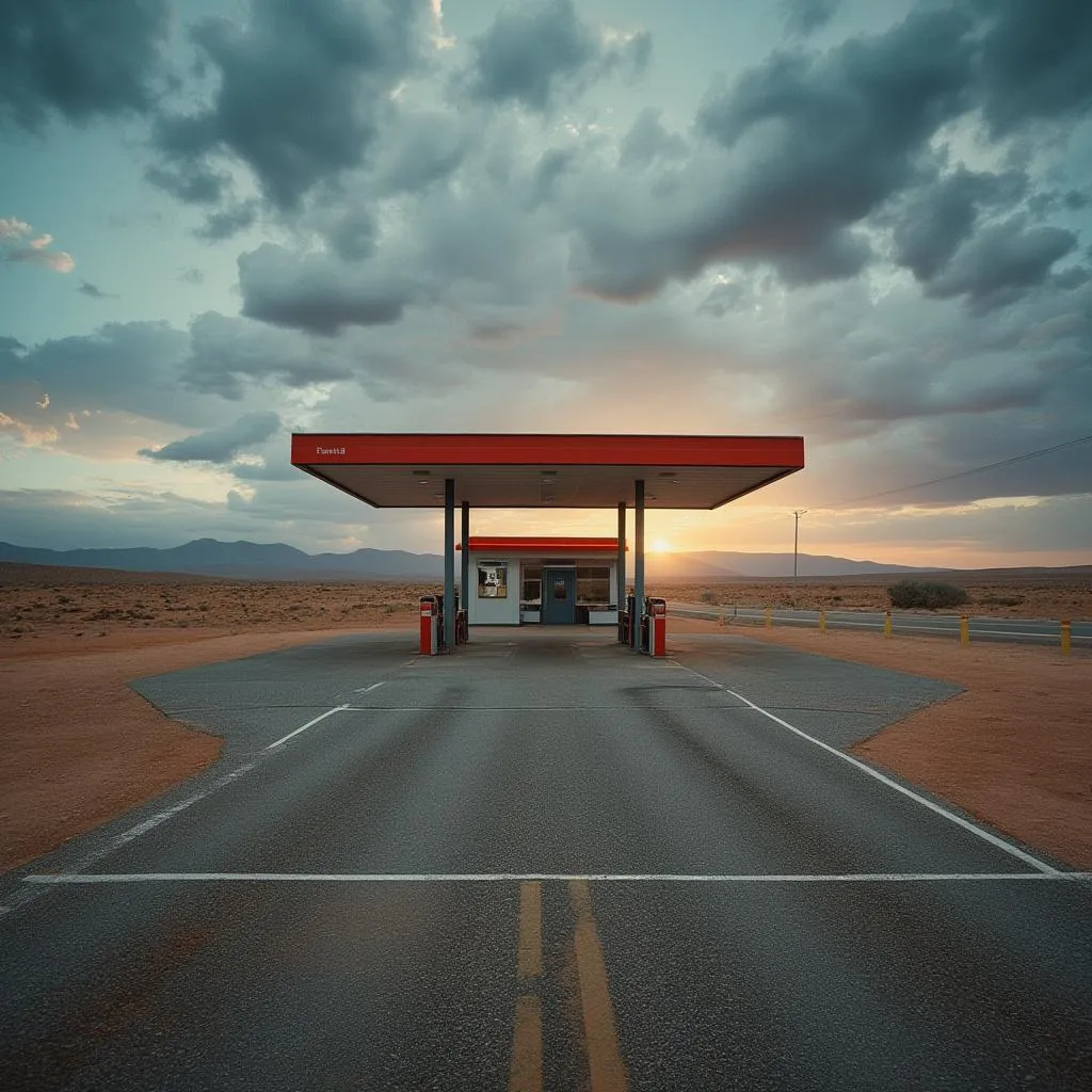 Estación solitaria en la Ruta 40